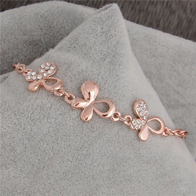 New Fashion Simple Rhinestone Hollow Butterfly Rose Gold Link Chain Bracelet Bangle Jewelry for women | Украшения и аксессуары
