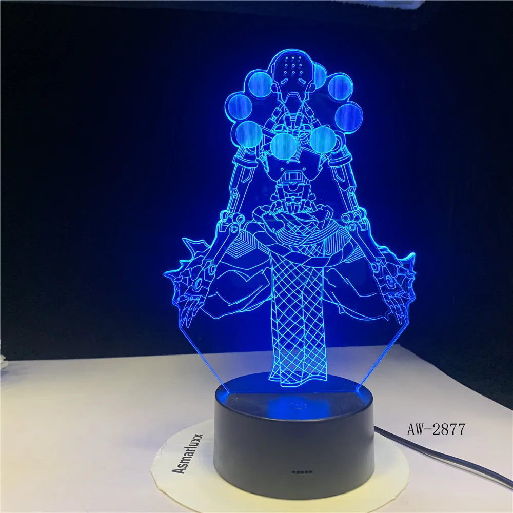 3D Warriorss Настольная лампа для детской игровой сна градиент светильник