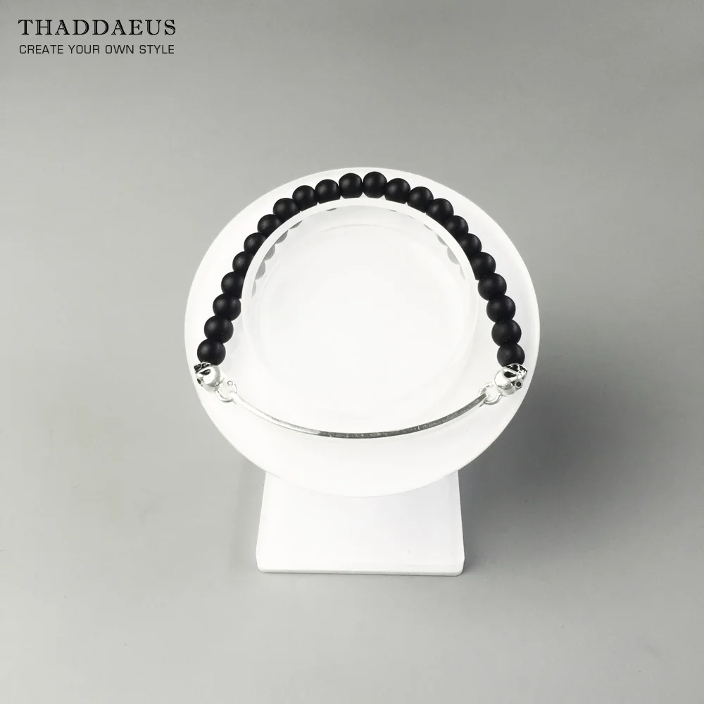 Браслеты серебрянное кольцо с черепом 6 мм обсидиан 925 пробы серебро для Для