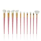 10 шт. набор кистей для макияжа с единорогом, розовая и белая основа для смешивания пудры, теней для век, кисти для макияжа, косметические инструменты для макияжа