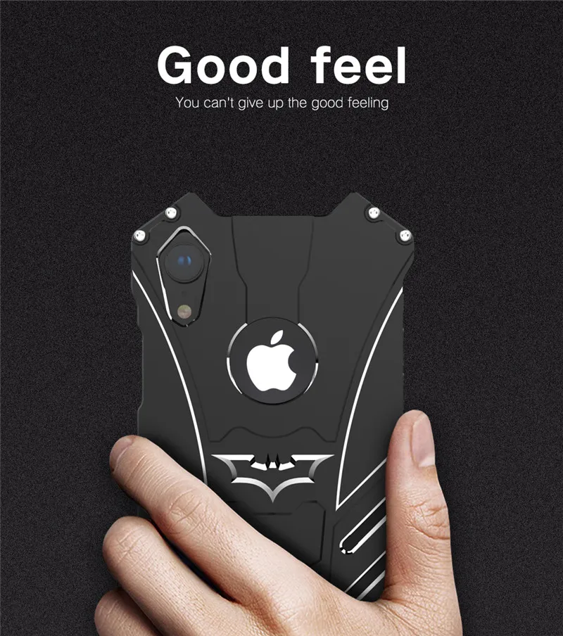 Противоударный армированный алюминиевый чехол для iPhone 11 Pro Max XR металлический Летучая мышь логотип задняя крышка для iPhone X XS Max 6 6S 7 8 Plus 5 5S чехол s