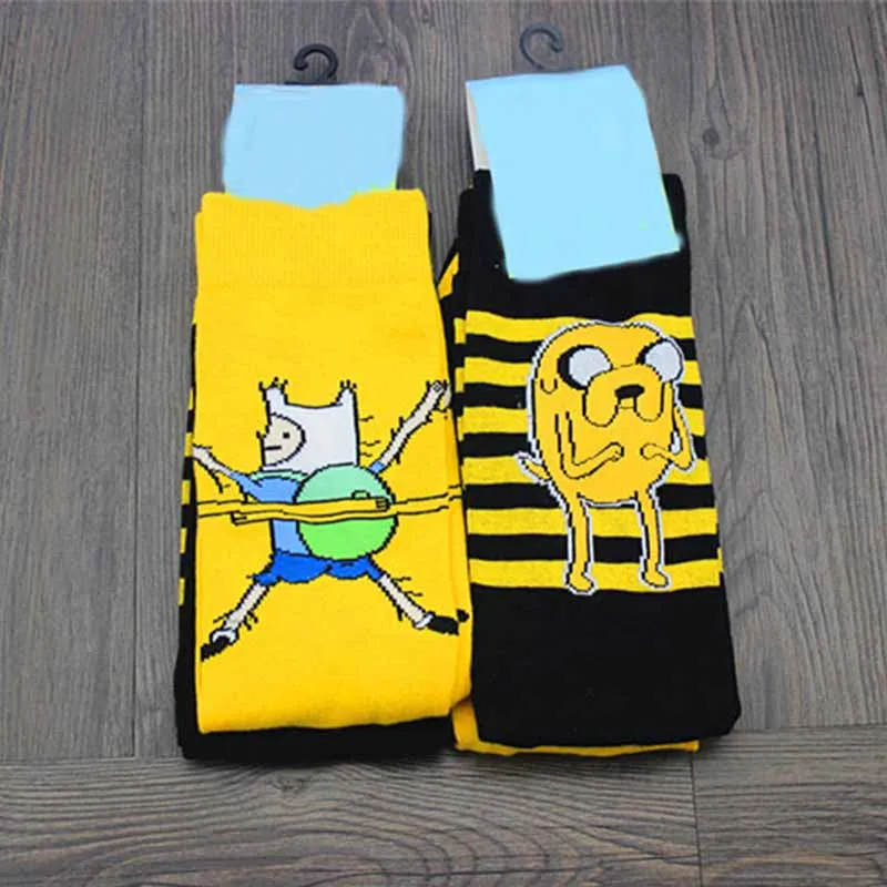 Модные Полосатые мужские и женские желтые черные носки с мультяшным клоуном