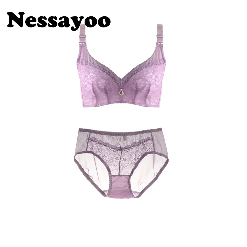 Комплект женского нижнего белья с чашками пуш ап и вышивкой|bra panty set|underwear women