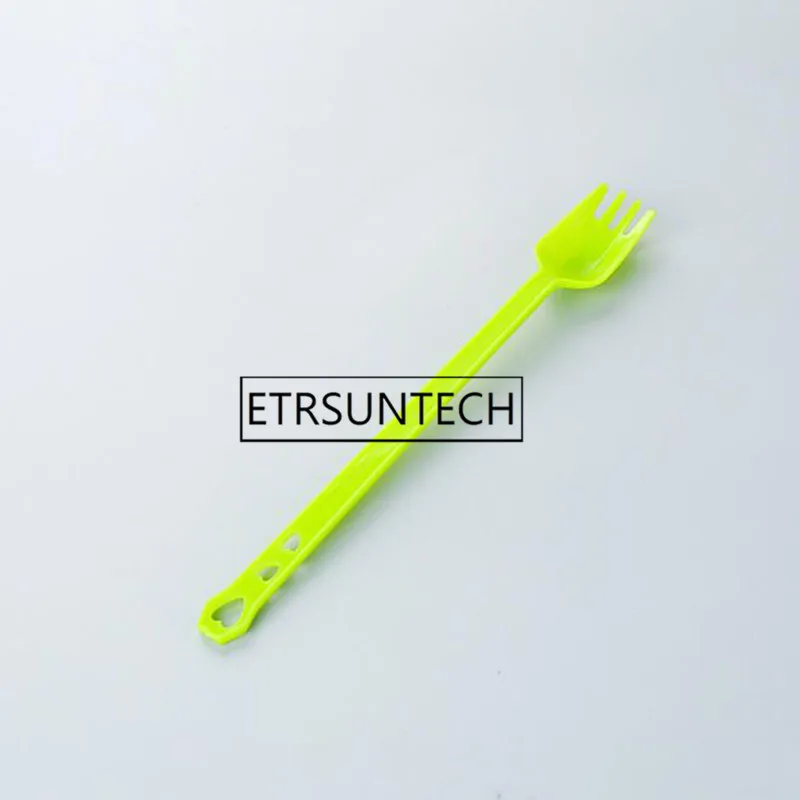 Kaufen 1000 Stücke Einweg Kunststoff Rühren Löffel Lange Gabel Transparent Snack Obst Gabel Set Stick Cocktail Dekoration Kunststoff Pick