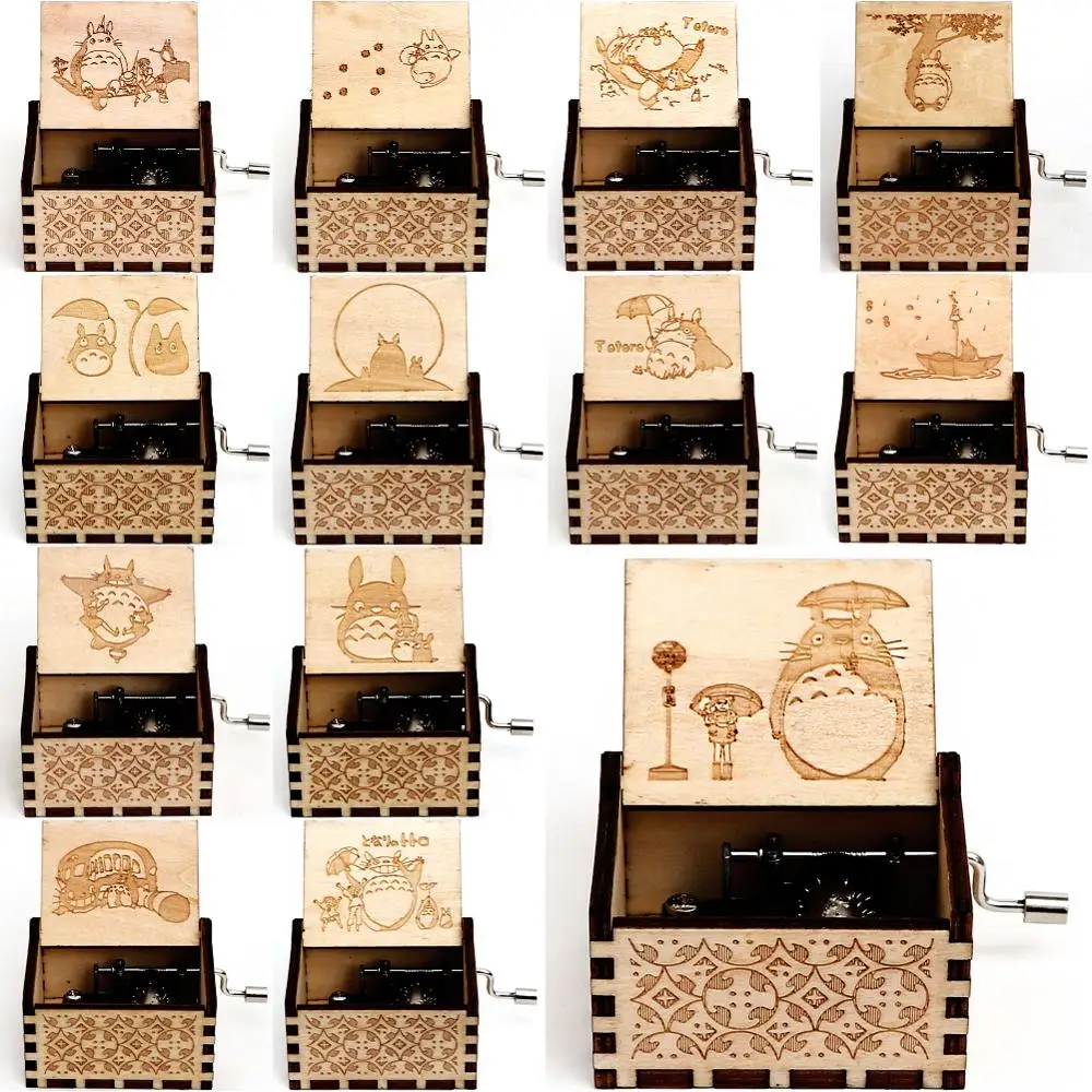 Антикварный резной ручной коленчатый музыкальная шкатулка МИЛЫЙ Тоторо тема