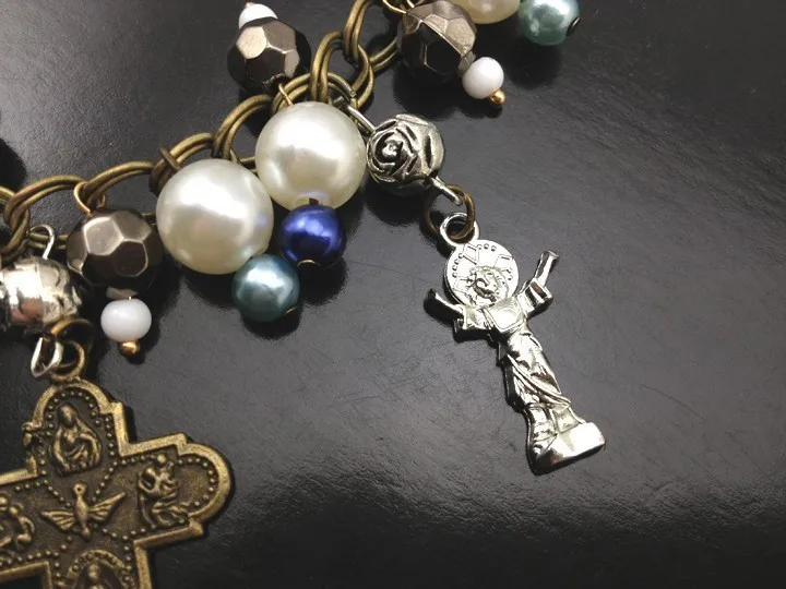 Католической религиозной старинные античная бронза покрытие святой бенедикт