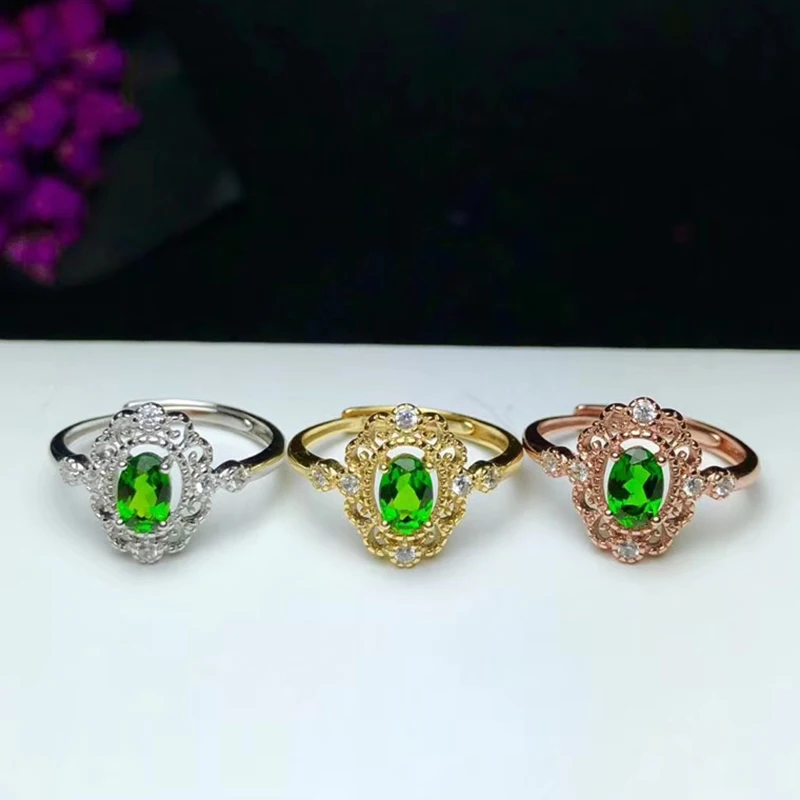 Винтажное серебряное кольцо из диопсида 925 пробы для вечеринки 100% настоящий