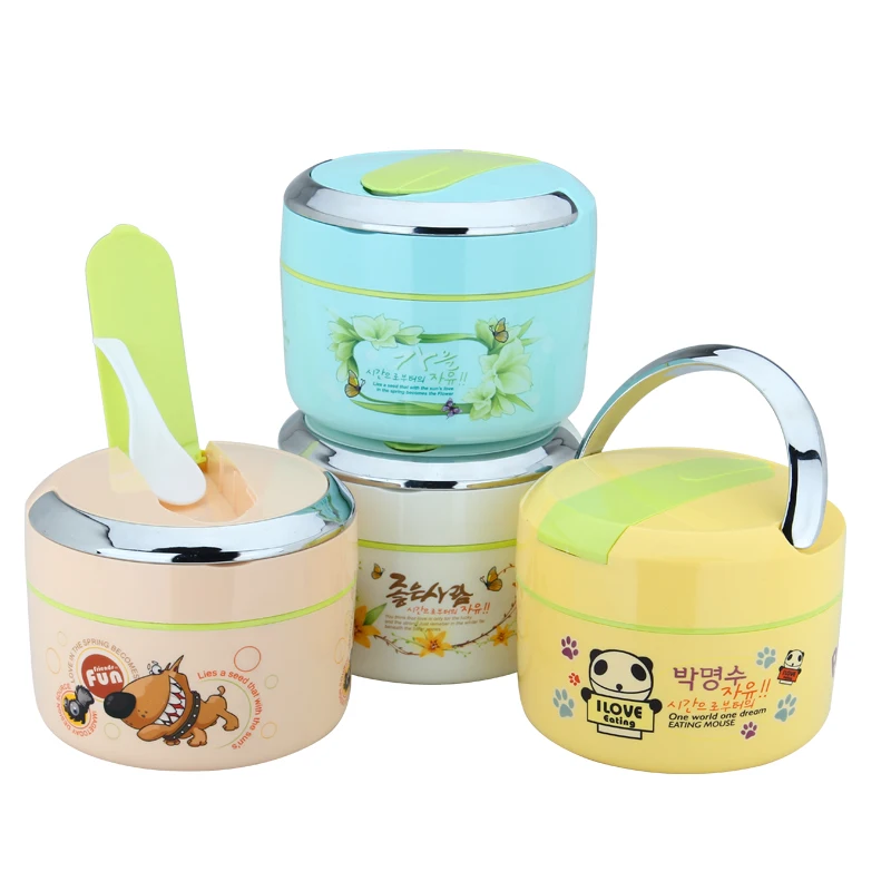 

Cartoon Stainless Steel Thermo Thermal Lunch Box Kids Portable Insulation Bento Box With Spoon Food Picnic Container