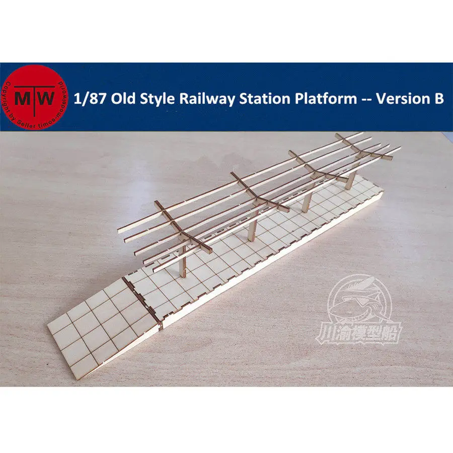 B Railway Platform 1/87 Scale Railway Station Platform Diorama Scene DIY Wooden Assembly Model Kits - Color: B Railway Platform