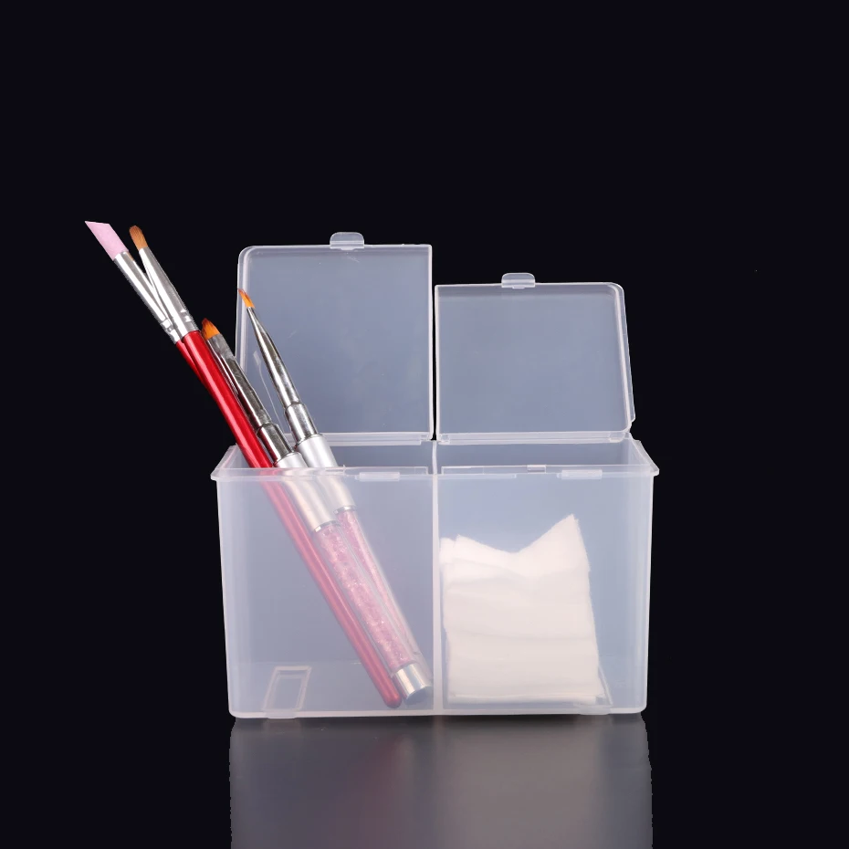 1 шт. 2 отделения прозрачный для удаления хлопковых подушек контейнер макияжа