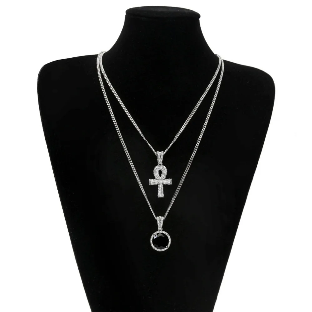2 шт./компл. золотой цвет мужские хип-хоп украшения iced out Ankh cross с круглым