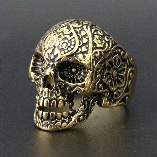 Индивидуальный дизайн Золотое черное кольцо с черепом из нержавеющей стали 316L