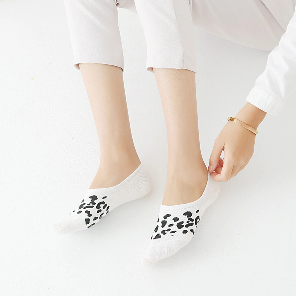 1 пара женские хлопковые носки-башмачки с леопардовым принтом летние милые