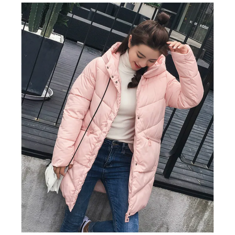 Pink Женские пальто с капюшоном, утепленный женский пуховик на молнии, женская одежда для беременных, зимние куртки для беременных, длинная верхняя одежда, большие размеры - Цвет: Pink
