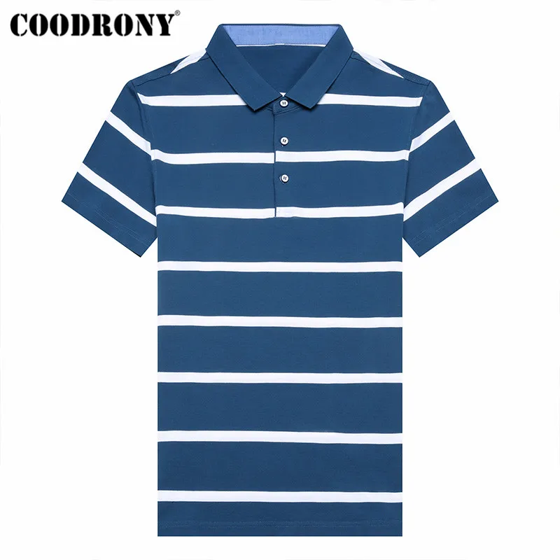 Мужская Уличная футболка COODRONY хлопковая в полоску с коротким рукавом на весну