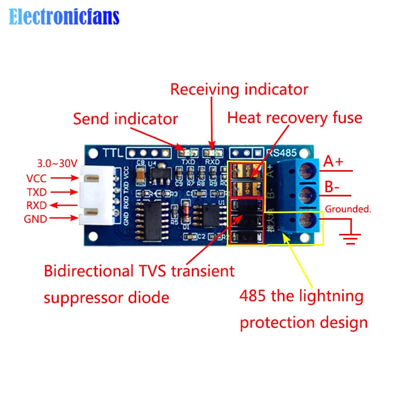 Плата преобразователя источника питания TTL в RS485 3 В 5 плата управления для Arduino AVR