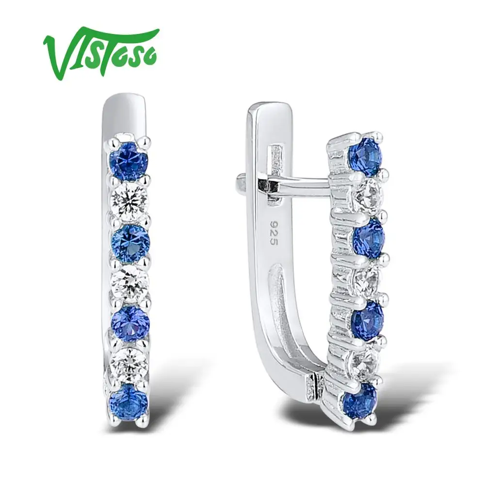 VISTOSO Стерлинговое Серебро шикарные серьги гвоздики хорошее ювелирное изделие