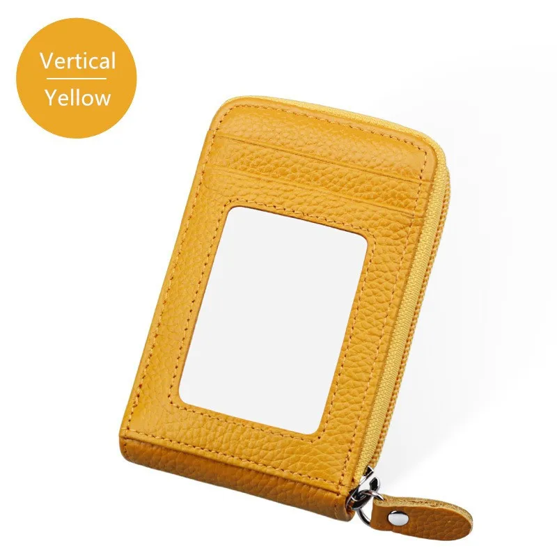 Yellow Натуральная кожа унисекс визитница кошелек банк Кредитная карта чехол ID Держатели Rfid кошелек красный фиолетовый розовый синий черный серый - Цвет: Yellow