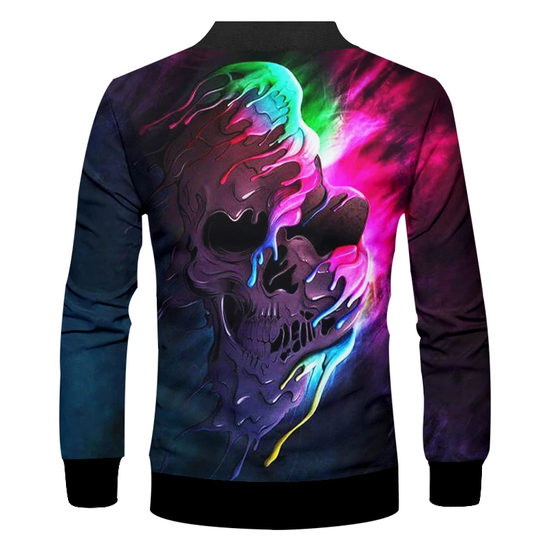 

UJWI Jacket Men's 2018 New 3D Printed Half skull New casual wear fashion hip hop street jacket