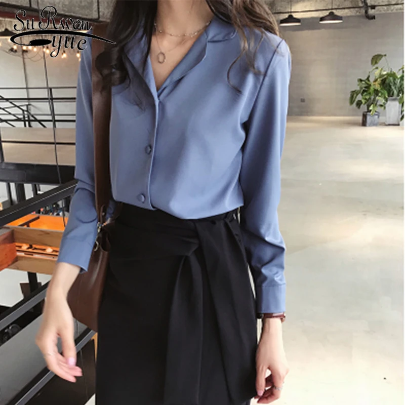 Blusas mujer de moda осень 2020 Женская рабочая одежда шикарная шифоновая рубашка с