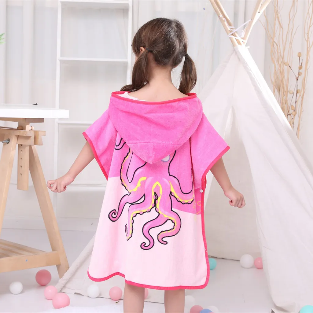 Infant baby poncho towel hooded beach towels for kid Bathrobe Pajamas Cartoon Animals baby hooded bath towel Child baby bath set
