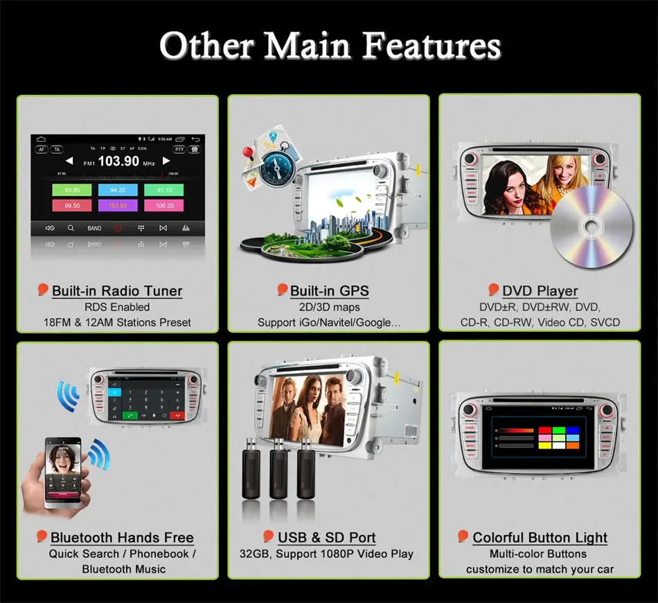 HD Восьмиядерный Android 6,0 2GB ram автомобильный DVD gps радио плеер для Ford Mondeo Focus C S MAX 2007 2008 2009 2010 2011 Kuga Galaxy