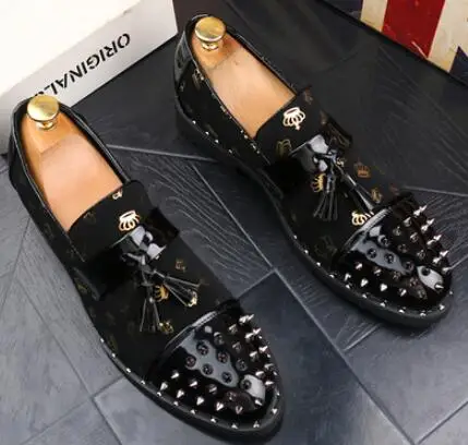 Туфли мужские классические из лакированной кожи Роскошные дышащие с заклепками