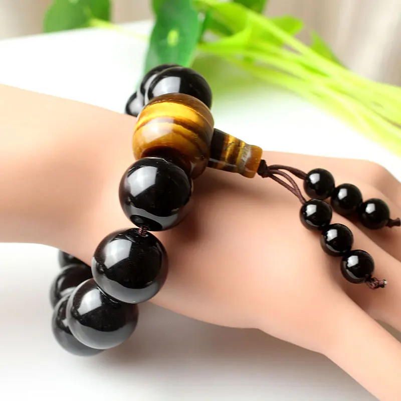 Браслет Будда из черного натурального кристалла подарок на день рождения для