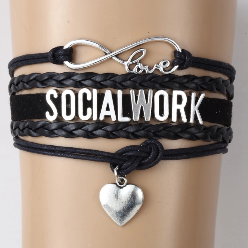 (10 шт./лот) браслет бесконечности Love SOCIAL WORK Кожаные Плетеные Восковые бархатные