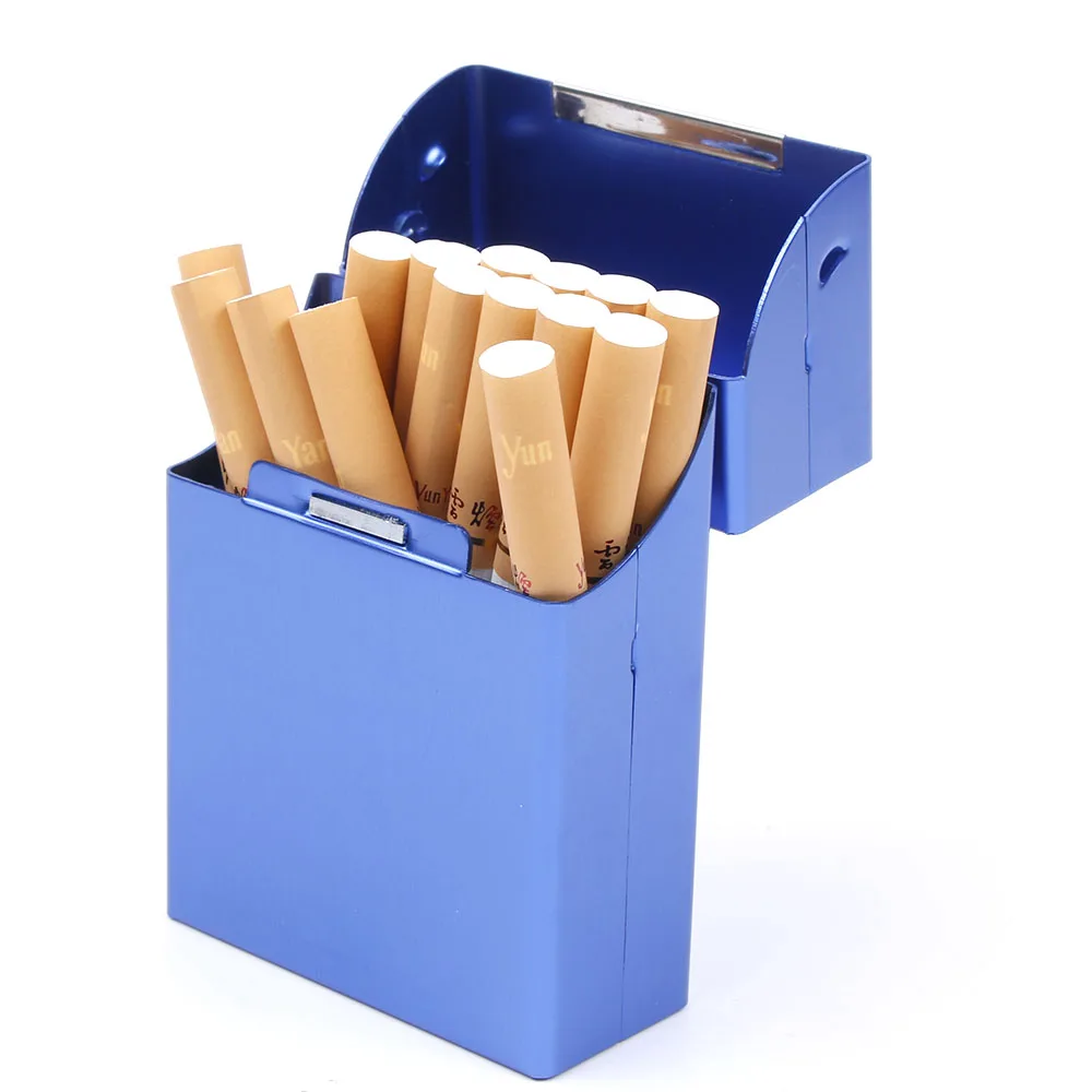 1x Elegant Blue Pocket Cigarette Tobacco Box Case Map Holder 20Pcs Smoke Metal Fashion Gift Дом и сад