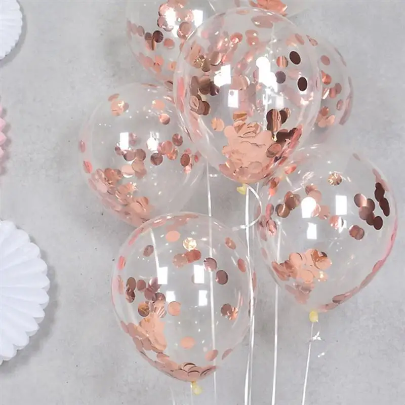 Розовые и золотые воздушные шары латексные конфетти прозрачный шар с днем