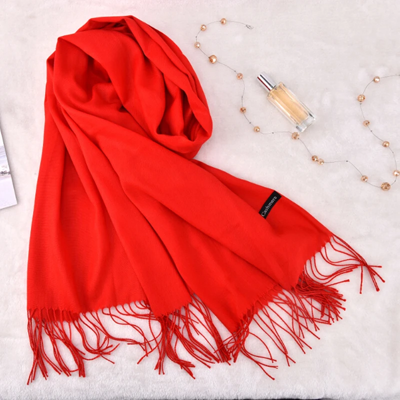 

Women Solid Scarves Winter Cashmere Scarves Wraps Fashion Female Hijab Stole Foulard Women Shawls 9 Colors