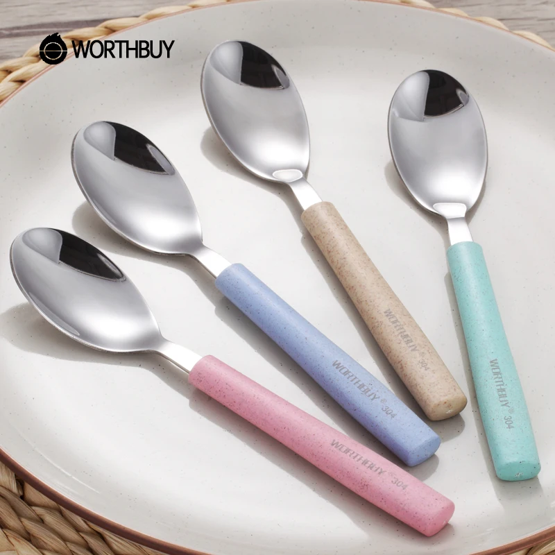 WORTHBUY 304 нержавеющая сталь столовая ложка с длинной ручкой для супа из пшеничной