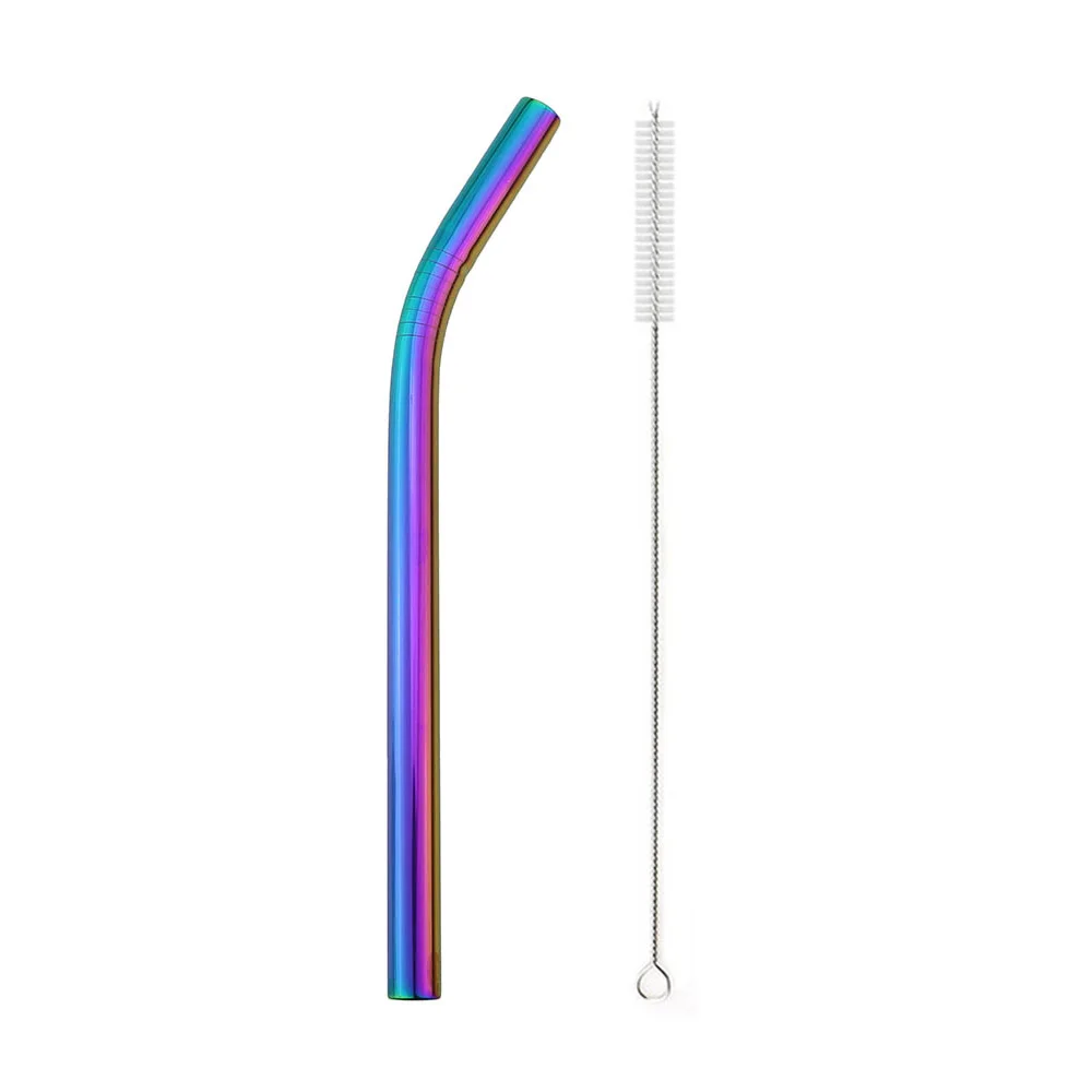 215x12mm RB 1pcs Набор металлических трубок для питья, соломинка из нержавеющей стали, 1 шт., милый синий чехол в коробке, упаковка 3 шт., многоразовые трубочки, щетка для чистки, вечерние щетки - Цвет: 215x12mm RB 1pcs