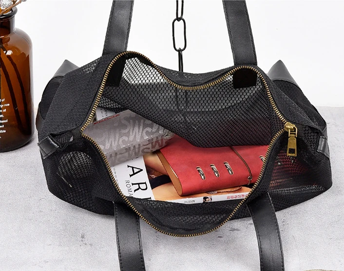 

Oversized Casual Nylon Tote Bag 2020 Women Big Capacity High Quality Summer Top-handle Bag Female Daily Hollow Out Beach Handbag