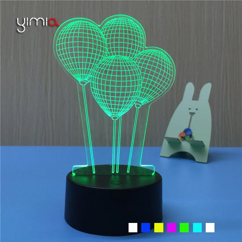 

YIMIA Flying balloons 3D Visual LED Night Light Bedroom Table Desk Lamp Home Decor Baby Sleeping Nightlight USB Charge