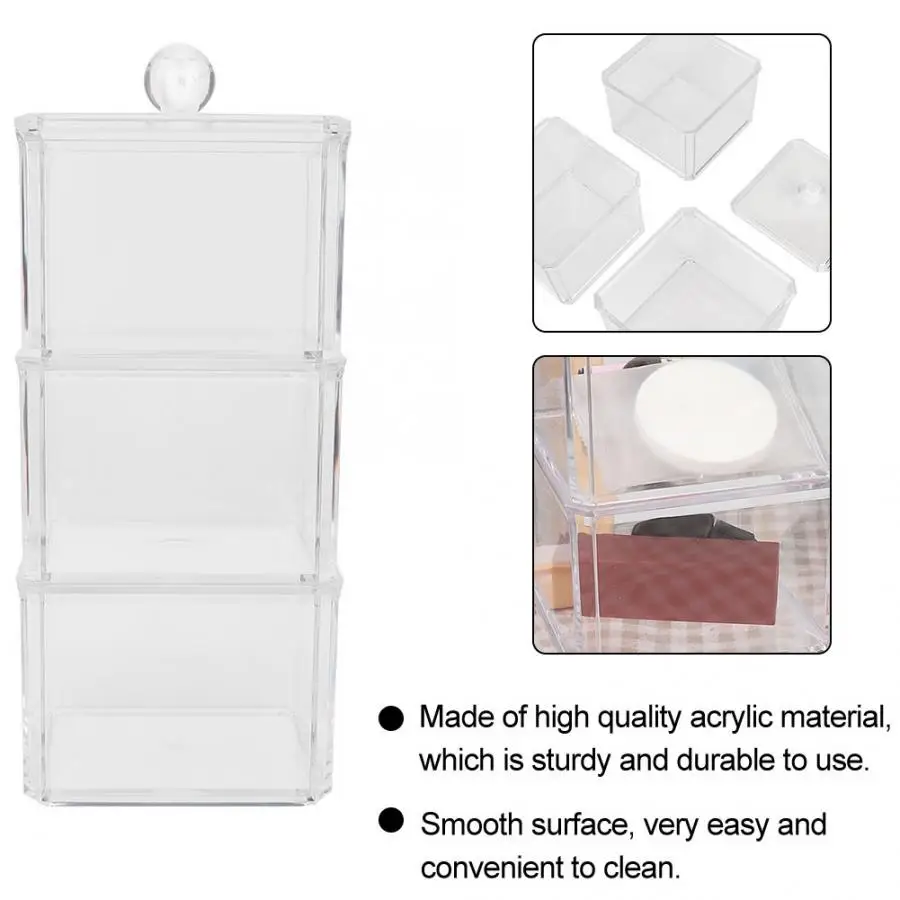 3 слойная прозрачная акриловая ватная палочка для макияжа хлопковая