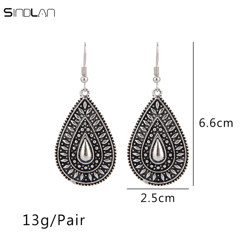 Новые модные свадебные серьги ювелирные изделия ЭТНИЧЕСКИЕ СЕРЕБРЯНЫЕ капли
