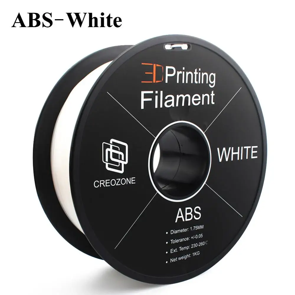CREOZONE Высококачественная брендовая нить для 3d принтера 1,75 1 кг PLA ABS дерево TPU PetG PP PC Металлические Пластиковые Нити материалы для RepRap - Цвет: ABS White