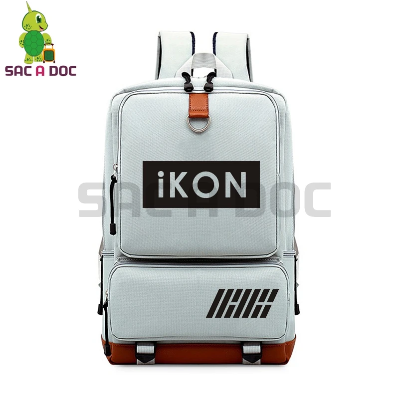Kpop IKON рюкзак для старшеклассников рюкзак для студентов Бобби YunHyeong Печать на холсте Путешествия сумка для мальчиков и девочек модная школьная сумка
