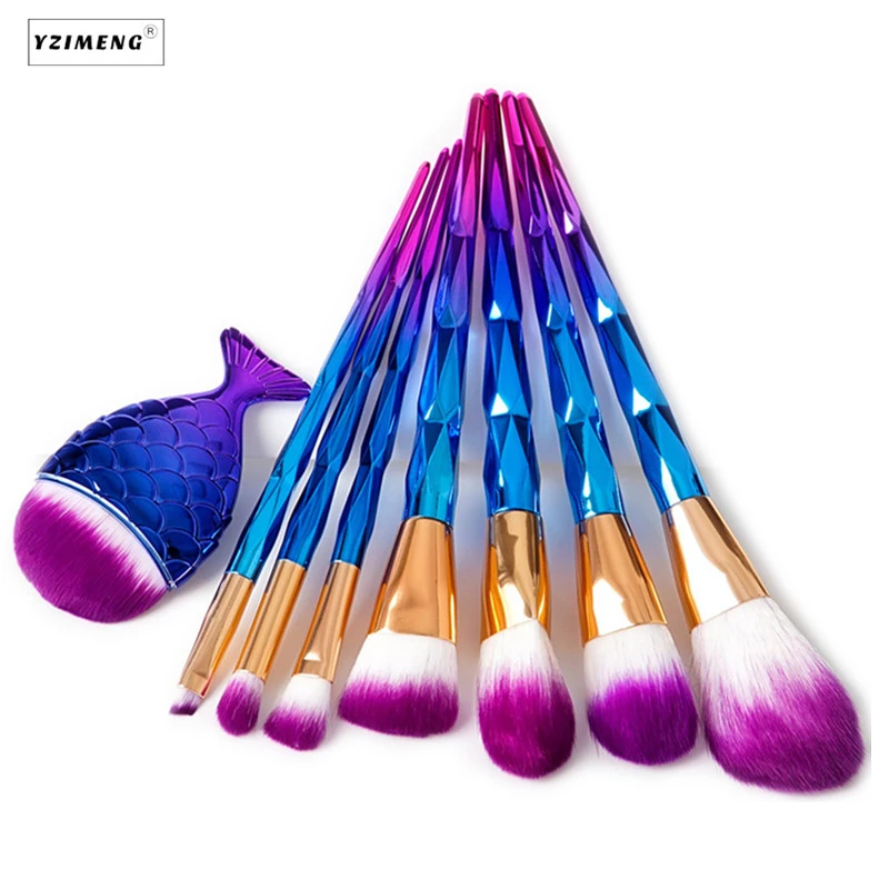8Pcs Unicorn Rainbow Makeup Brushes Set Mermaid Foundation Powder Blush Eye Shadow Face Comestioc Brush Contour Brusher | Красота и