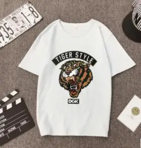 Новая модная футболка женская сезон: весна-лето принт тигра короткий рукав для