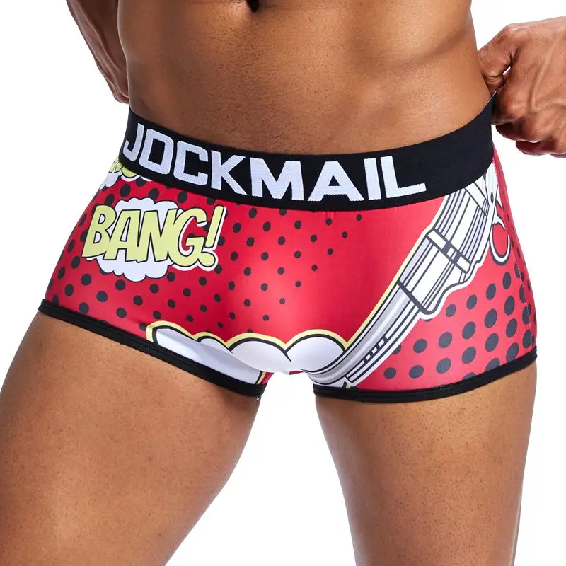 Бренд jockmail новые трусики с рисунком сексуальное мужское нижнее белье боксеры Мужские Шорты для купания удобные боксер самакуэка трусики для геев пенис