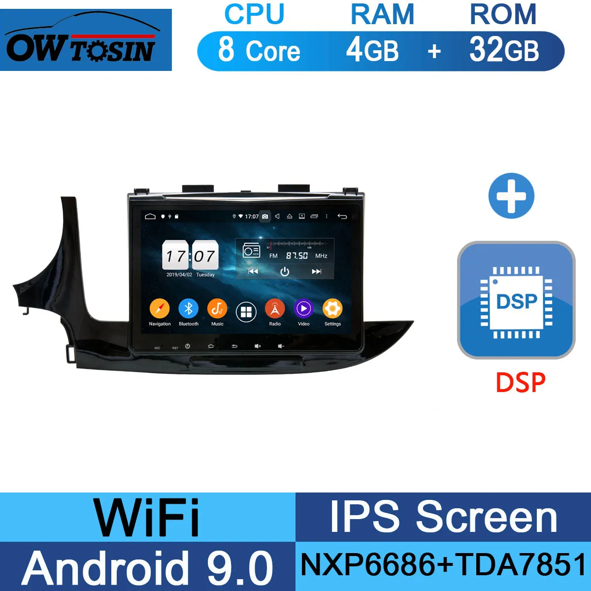 32G DSP " ips Android 9,0 Восьмиядерный 4 Гб ram+ 64 ГБ rom автомобильный dvd-плеер для Opel Mokka Радио стерео DSP Adas CarPlay Parrot BT - Цвет: 32G DSP