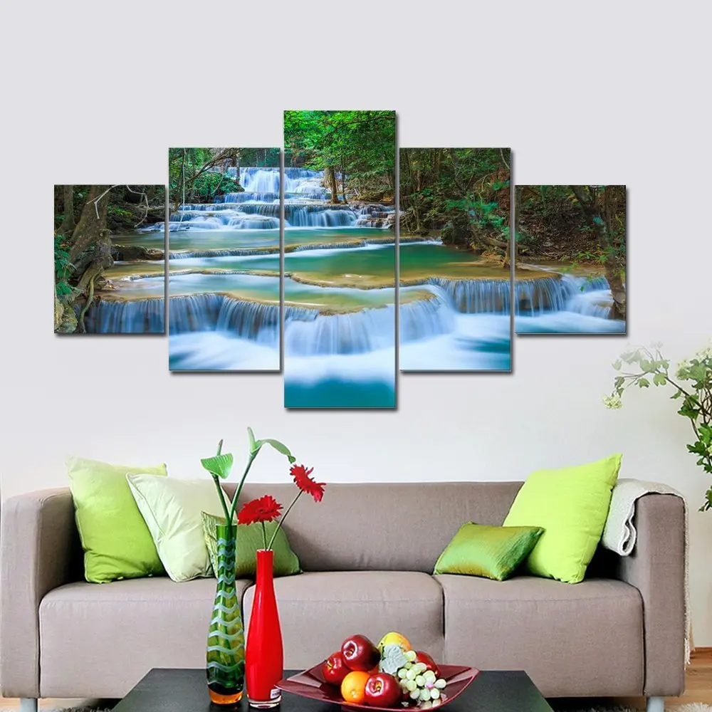 

Полноразмерная/круглая Алмазная картина 5D «сделай сам», 5 шт., картины «Водопад», мозаика, алмазная вышивка, настенное искусство, J0874