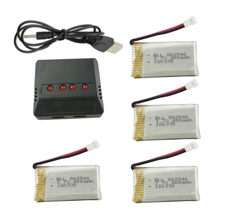 X4 зарядное устройство с 4x3 7 V 600mAh обновление Lipo батарея для Syma X5-15 X5C X5SC X5SW H5C RC Quadcopter