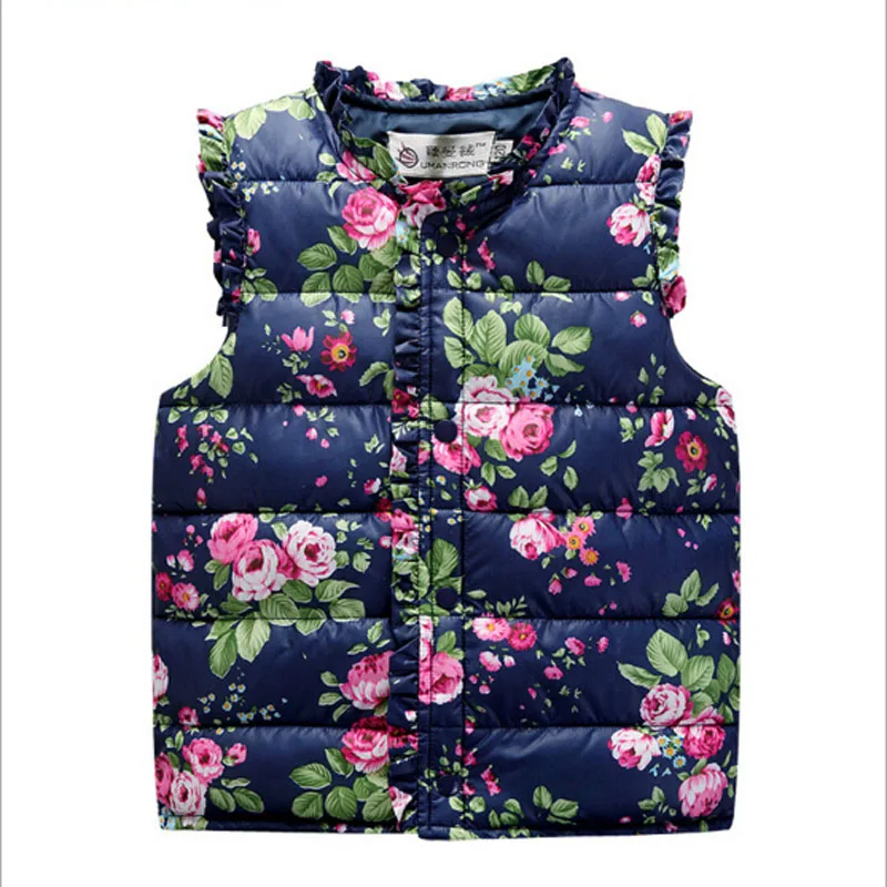 Одежда для девочек осенне весенний хлопковый жилет милый теплый пуховый с