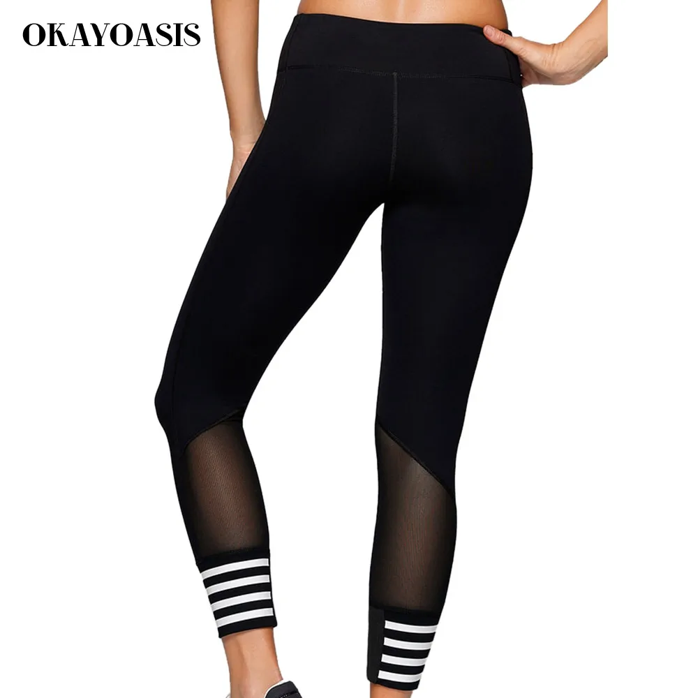 Женские спортивные сетчатые леггинсы для фитнеса тонкие Черные джеггинсы