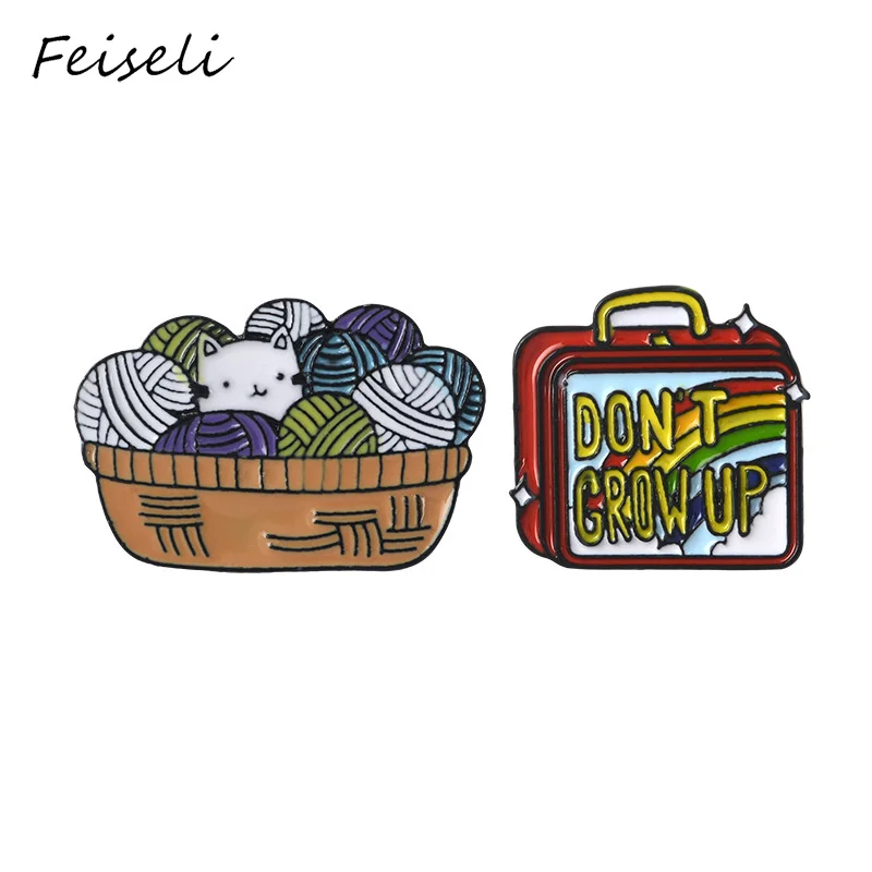 Feiseli, Новое поступление, цветная шерстяная брошь в виде кошки, бэнто, коробка, бэнто, брошь, Холщовая Сумка, металлический значок, милый мультяшный воротник, брошь на булавке, модный подарок