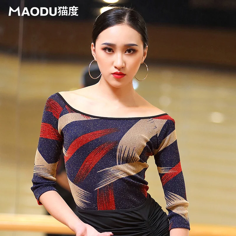 

Girls New Latin Dance Jacket Lady Half Sleeve Dancing Suit Female Dance Practice Clothes Women Dancing Wear B-6933